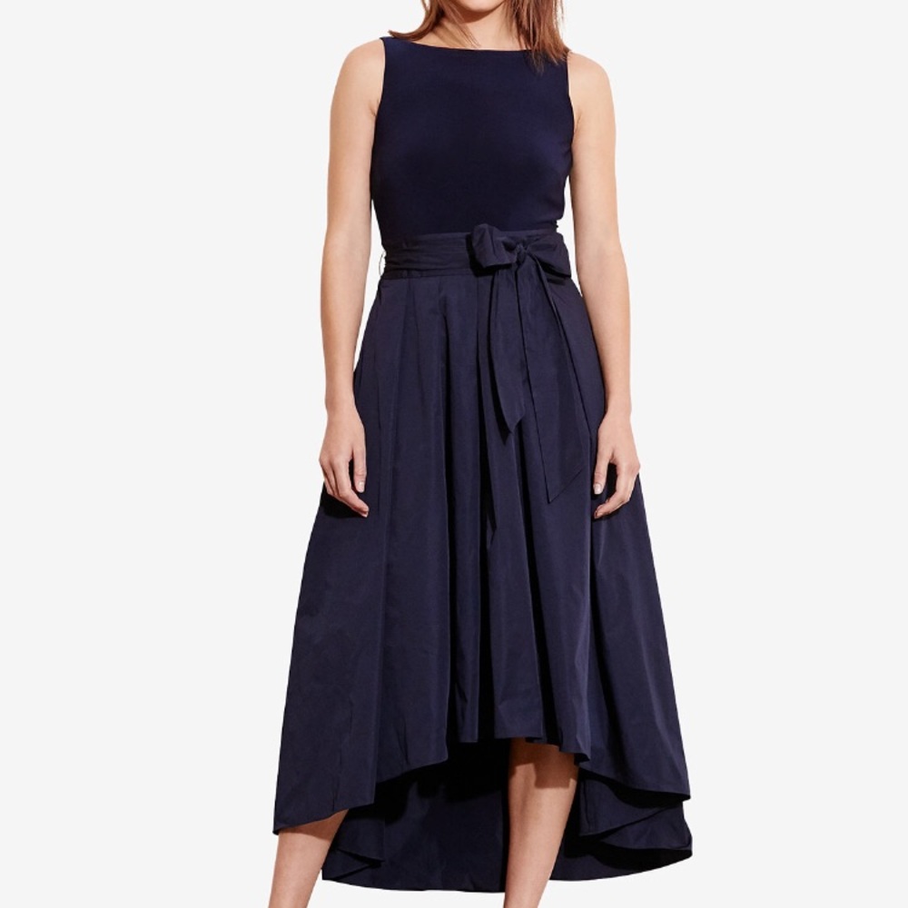 Ralph Lauren Belted Zane Hi-Low Dress - Navy